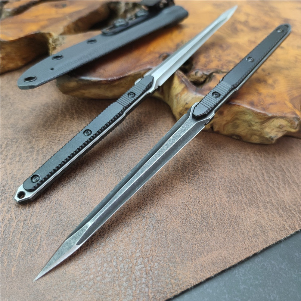 Aviation Aluminum Long Straight Handle 440C Steel Insulated Coated Tactical Dagger Knife Tools Benchmade Fixed Blade Knife 2 Styles