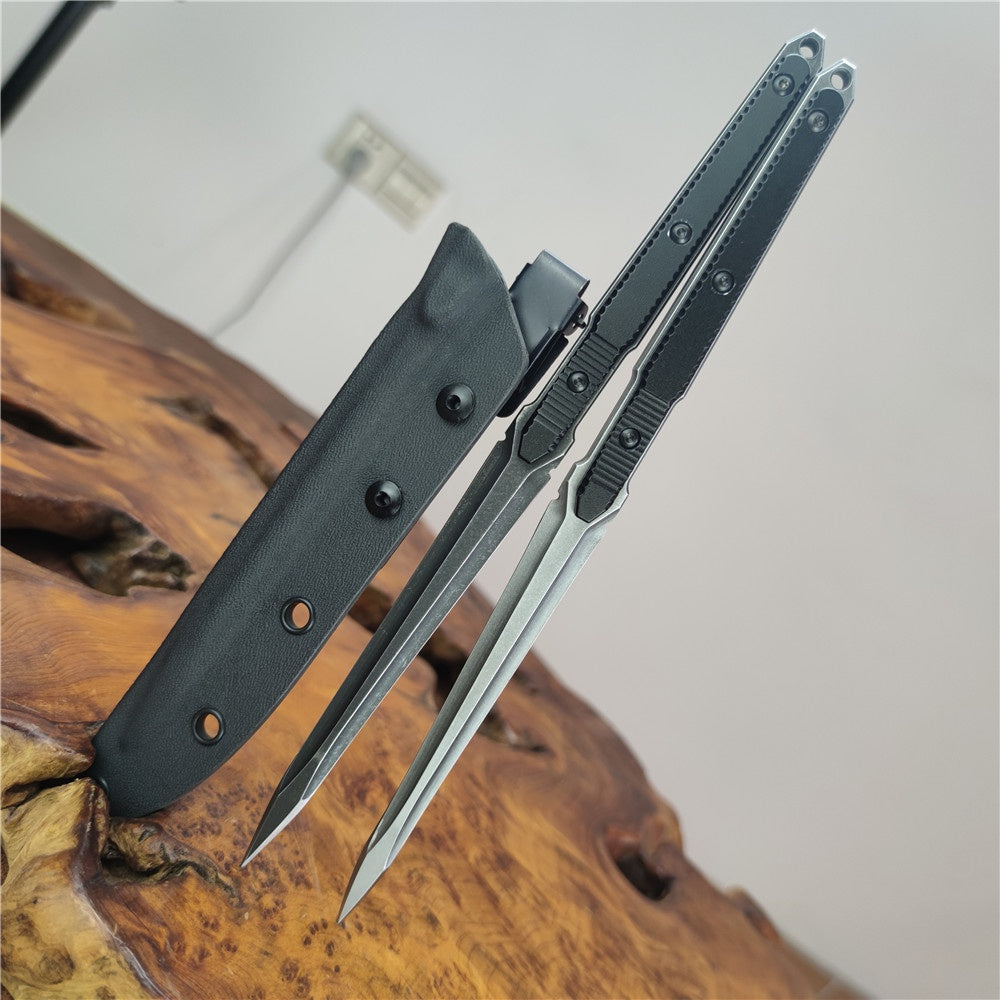 Aviation Aluminum Long Straight Handle 440C Steel Insulated Coated Tactical Dagger Knife Tools Benchmade Fixed Blade Knife 2 Styles