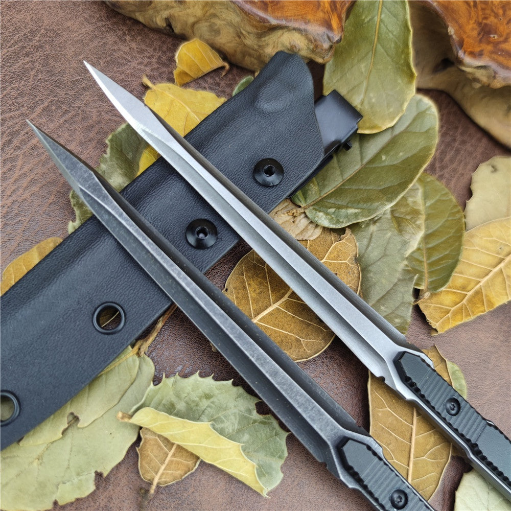 Aviation Aluminum Long Straight Handle 440C Steel Insulated Coated Tactical Dagger Knife Tools Benchmade Fixed Blade Knife 2 Styles