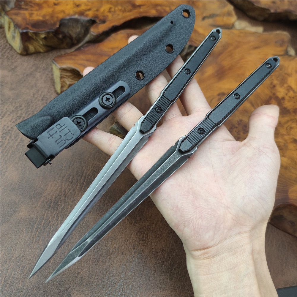 Aviation Aluminum Long Straight Handle 440C Steel Insulated Coated Tactical Dagger Knife Tools Benchmade Fixed Blade Knife 2 Styles