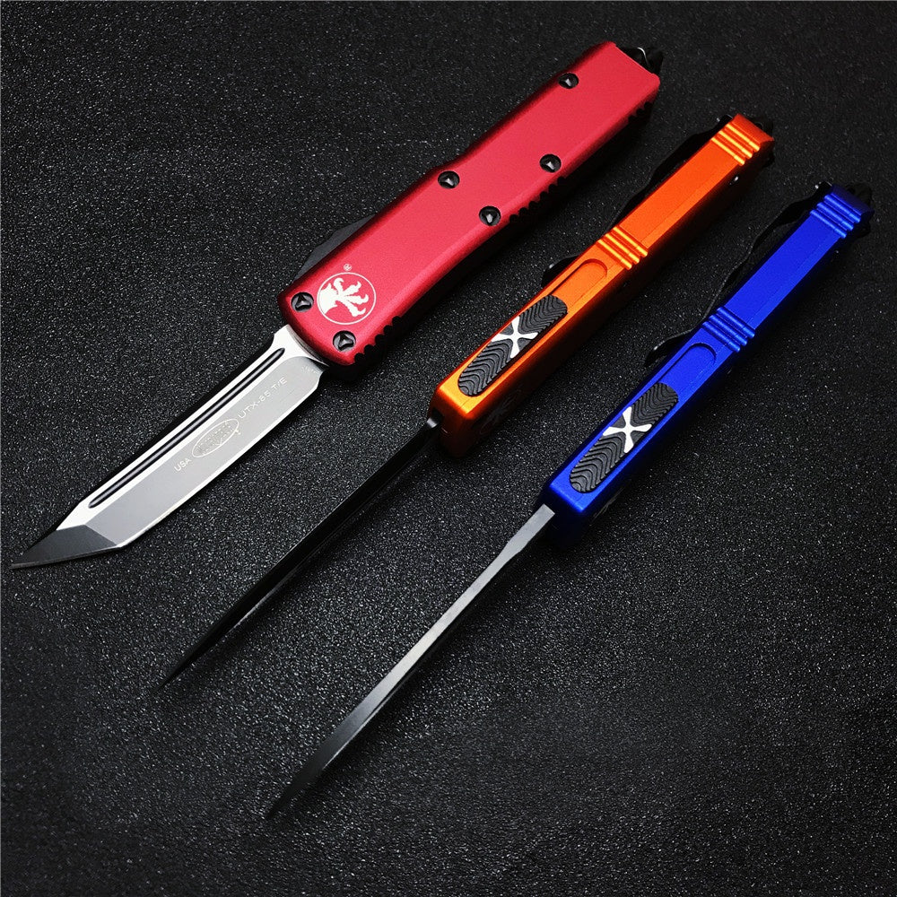 2022 NEW Microtech UT85 Adjustable Switchblade Flick Knife OTF Automatic Knife Aviation Aluminum handle spring assisted knives camping hunting hand tools 2 Styles