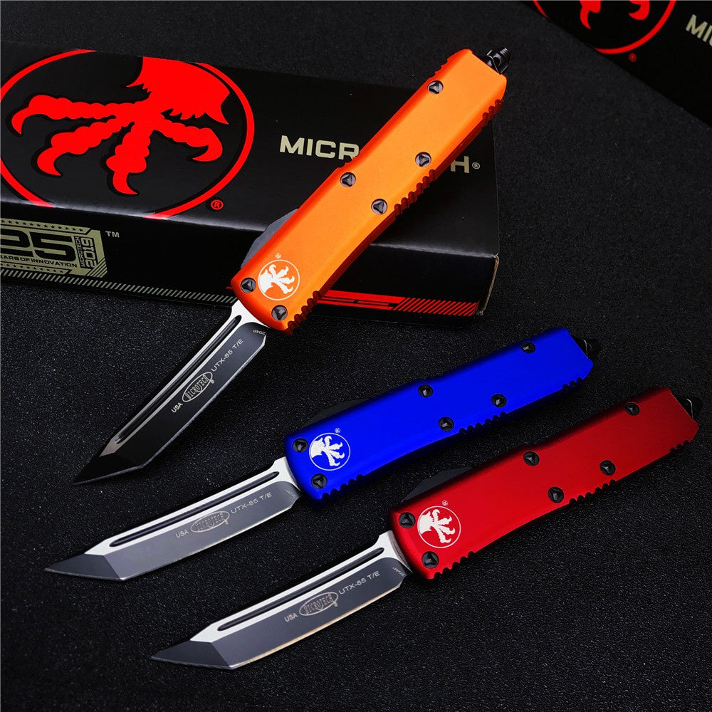 2022 NEW Microtech UT85 Adjustable Switchblade Flick Knife OTF Automatic Knife Aviation Aluminum handle spring assisted knives camping hunting hand tools 2 Styles