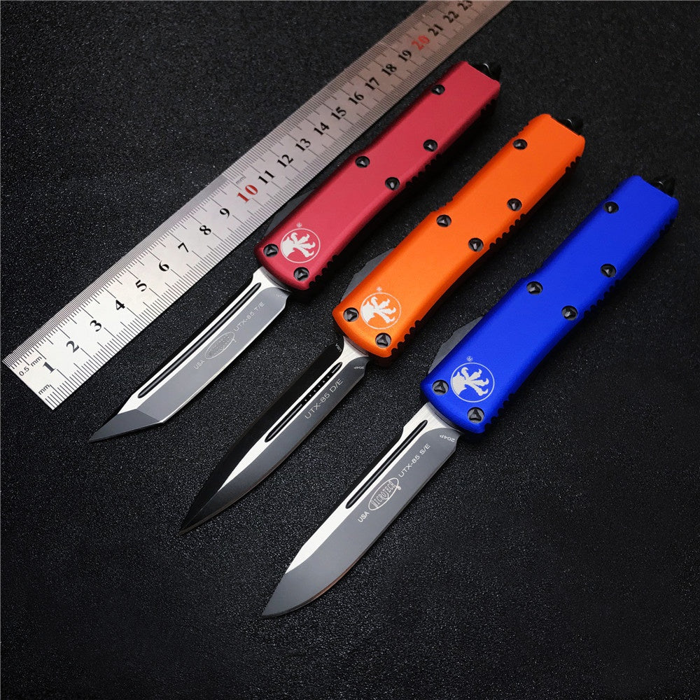 2022 NEW Microtech UT85 Adjustable Switchblade Flick Knife OTF Automatic Knife Aviation Aluminum handle spring assisted knives camping hunting hand tools 2 Styles