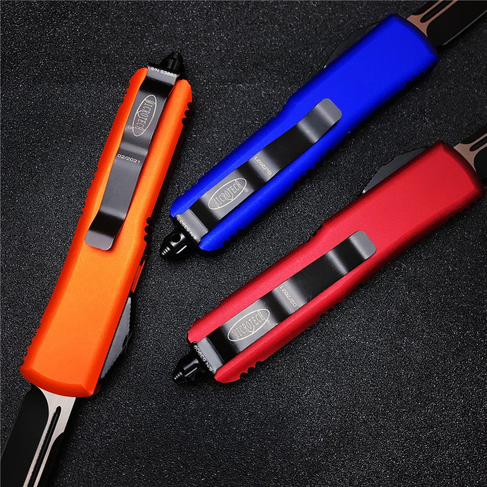 2022 NEW Microtech UT85 Adjustable Switchblade Flick Knife OTF Automatic Knife Aviation Aluminum handle spring assisted knives camping hunting hand tools 2 Styles