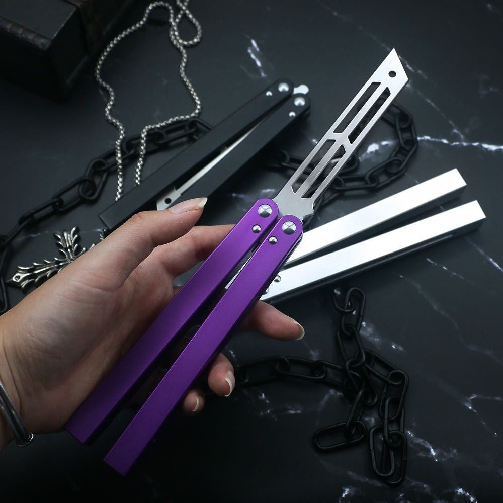 New SQUID INDUSTRIES Balisong Butterfly Flail Knife 420 Blade Aviation Aluminum 6061-T6 Handle Outdoor Trainer Tanto EDC Pocket Knives
