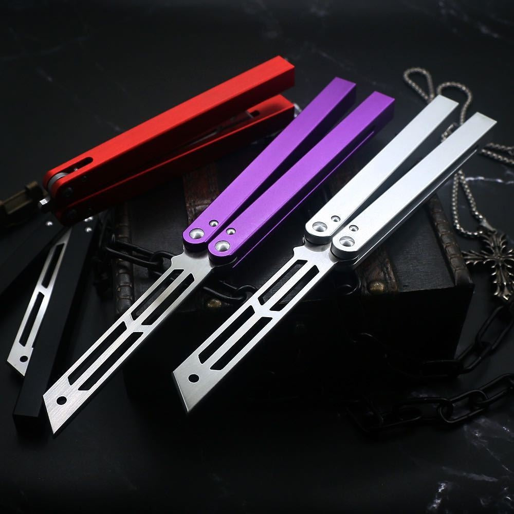 New SQUID INDUSTRIES Balisong Butterfly Flail Knife 420 Blade Aviation Aluminum 6061-T6 Handle Outdoor Trainer Tanto EDC Pocket Knives