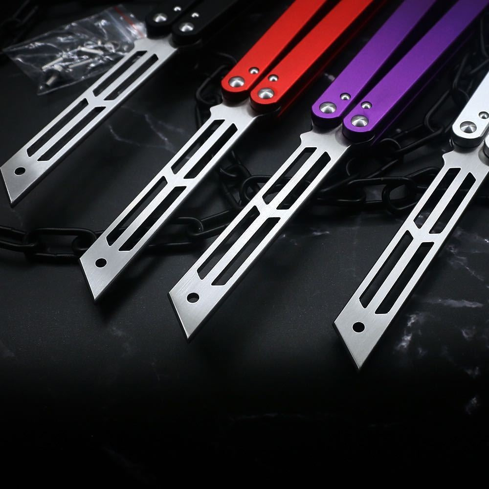 New SQUID INDUSTRIES Balisong Butterfly Flail Knife 420 Blade Aviation Aluminum 6061-T6 Handle Outdoor Trainer Tanto EDC Pocket Knives
