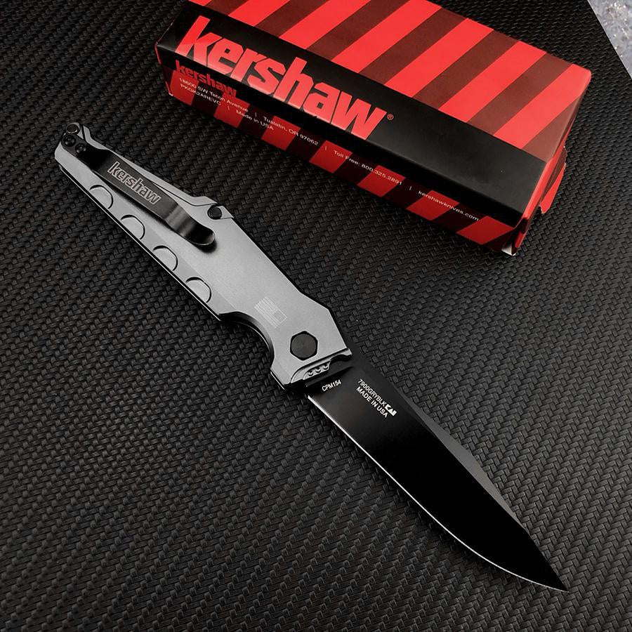 Kershaw 7900 Launch 7 Spring Assisted Quick Open Folding 3.75" Black CPM-154 Clip Point Blade Knife Aluminum Handle Outdoor Camping Hunting Survival Pocket Tool