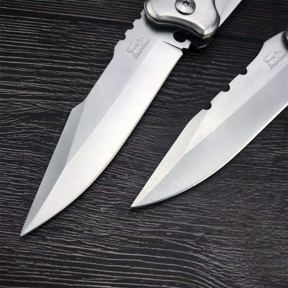 Russian Style DUAL BLADE POCKET Automatic KNIFE Tactical Spring Open Hunting Camping EDC Razor Gift Folding Knife