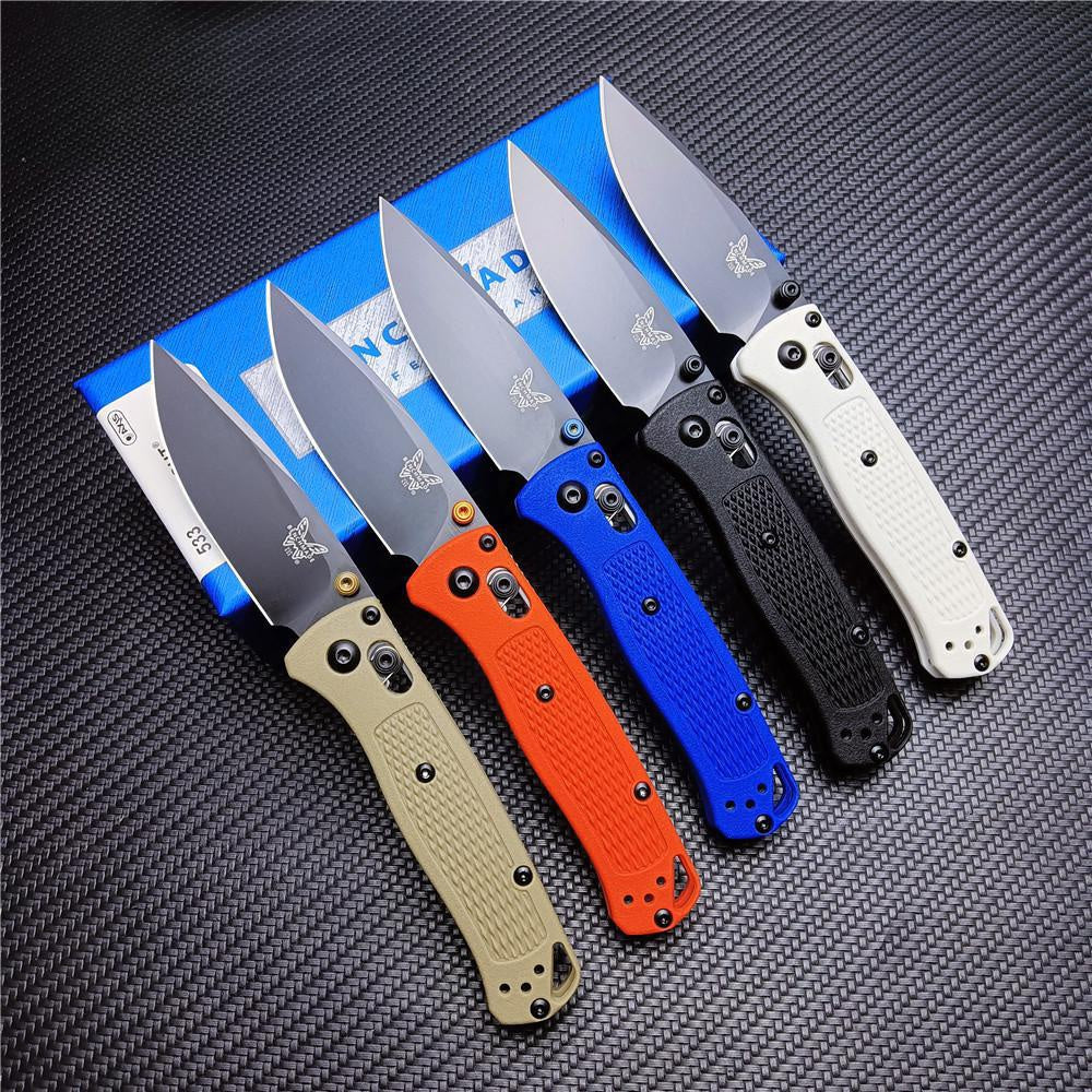 NEW Tactical BENCHMADE 533 Mini Bugout Small Folding Knife Marked Black S30V Work Sharp Blade Nylon Wave Fiber Handle Outdoor Hunting Pocket Knives