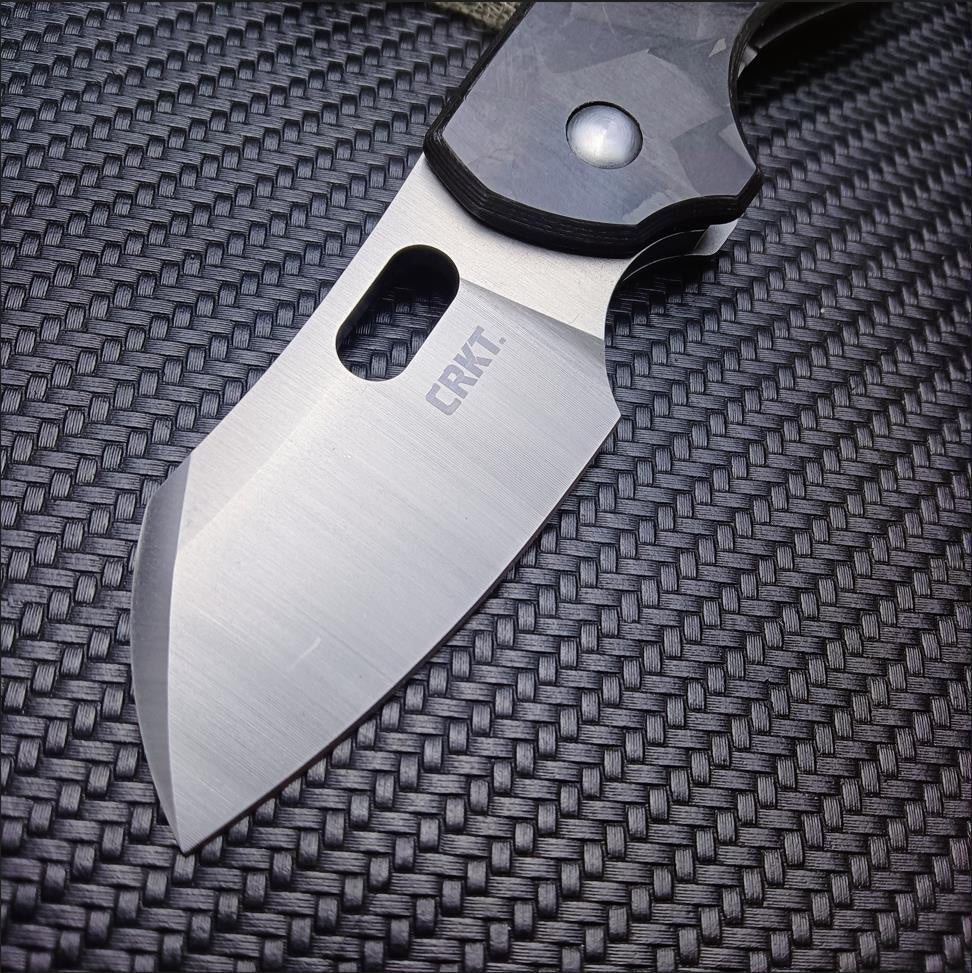 CRKT Flat Out EDC Folding Pocket Knife: , Carbon fiber Handle Everyday Carry, Satin Blade, Assisted Open, Frame Lock, Deep Carry Pocket Clip 5311CF