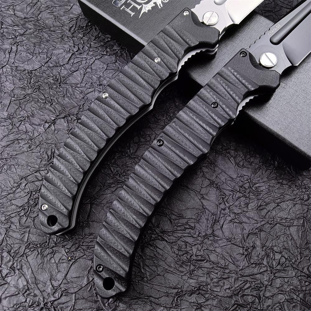 12" Hokc ABATAB Knife D2 Blade BLACK G10 Folding Pocket Knife EDC Hunting