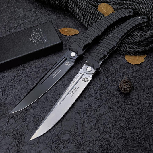 12" Hokc ABATAB Knife D2 Blade BLACK G10  Folding Pocket Knife EDC Hunting