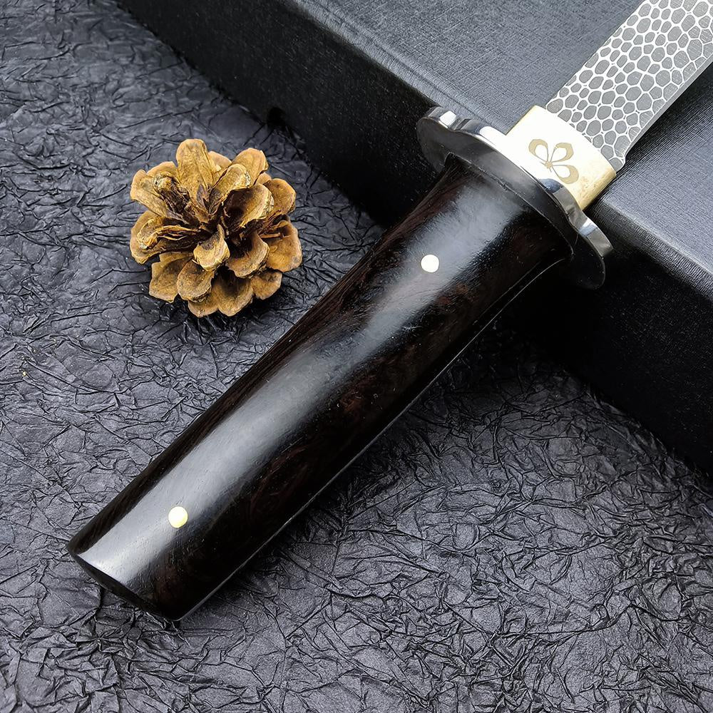 7" 8Cr13Movv Blade Straight Knife for Hunting, Tactical Outdoor Self Defense Japanese Samurai Knife Fixed Blade Wilderness Camping Long Saber Men Collector Gift