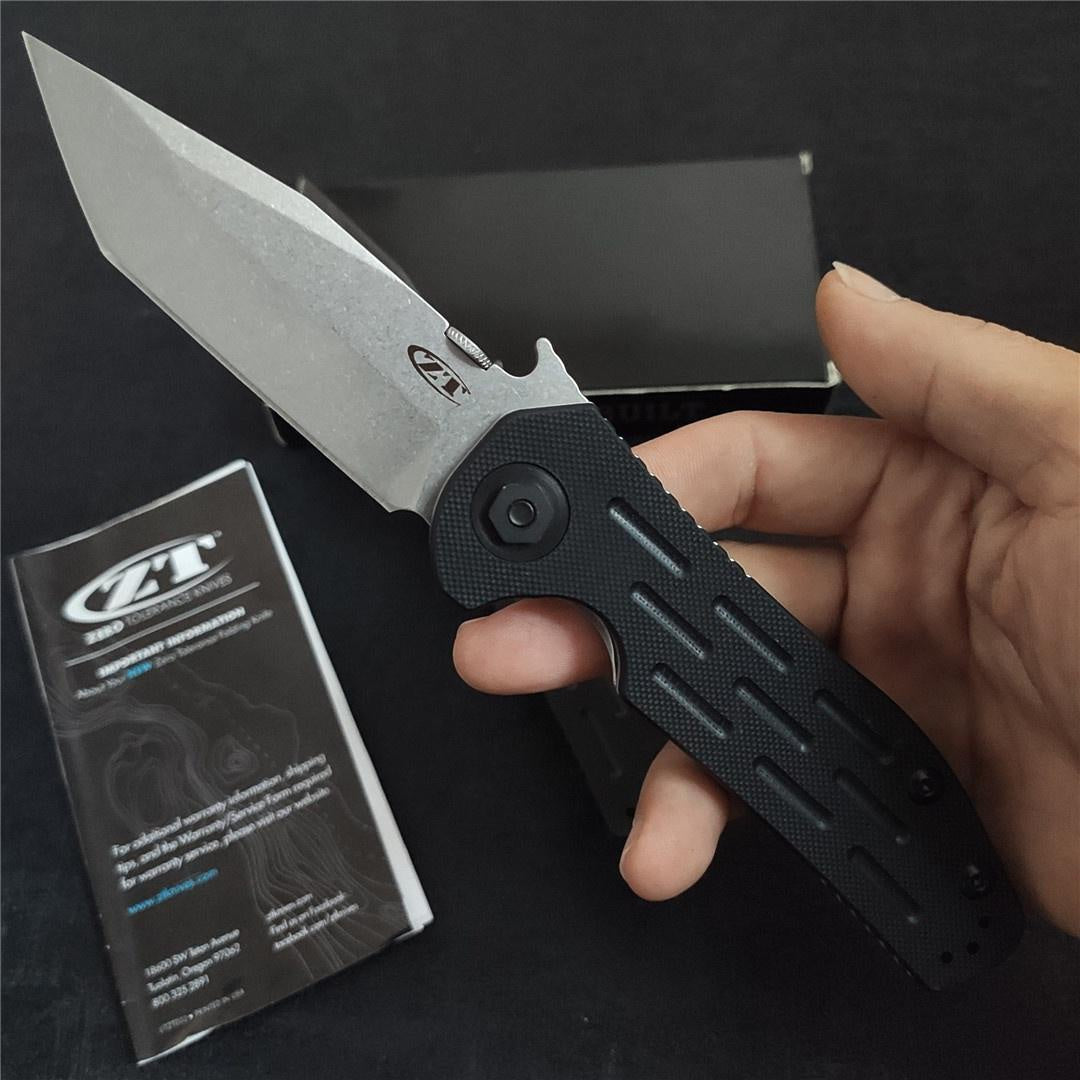 Tactical Pocket Knife ZT ZERO TOLERANCE0620 knife stone wash 9cr18mov blade G10+ thickened steel Handle Suitable for camping hiking travel fishing outdoor activities EDC, self-defense folding knife