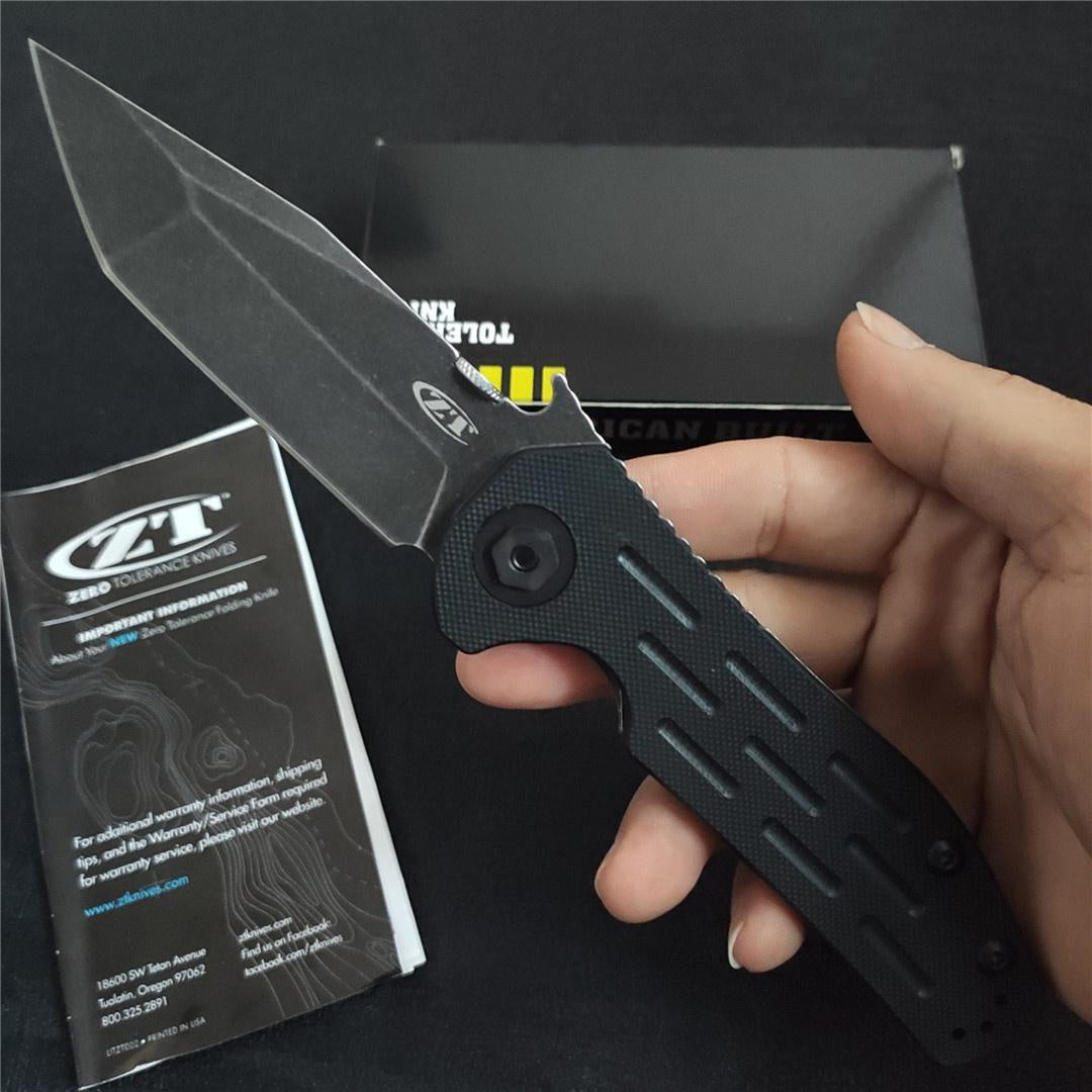Tactical Pocket Knife ZT ZERO TOLERANCE0620 knife stone wash 9cr18mov blade G10+ thickened steel Handle Suitable for camping hiking travel fishing outdoor activities EDC, self-defense folding knife