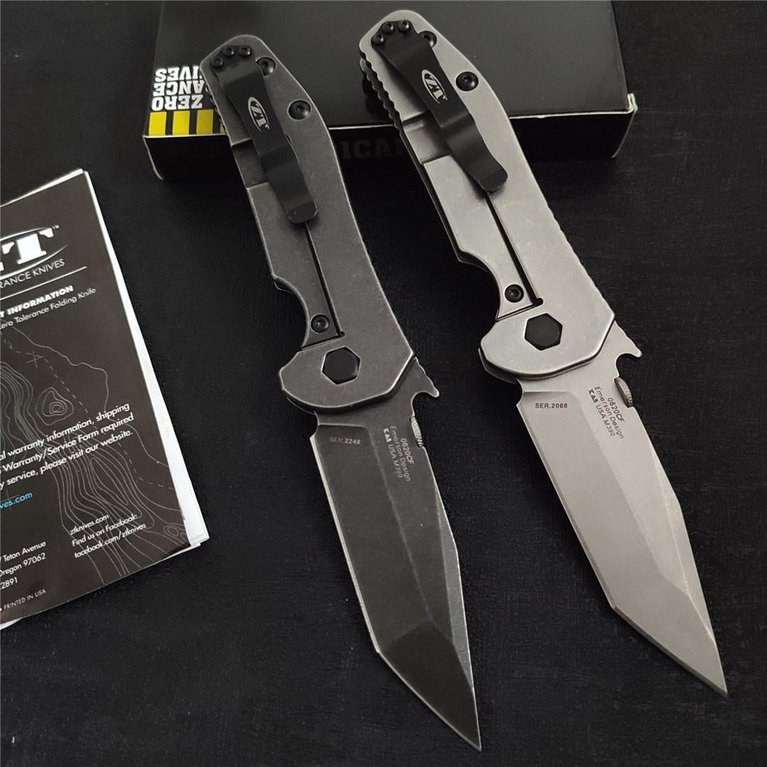 Tactical Pocket Knife ZT ZERO TOLERANCE0620 knife stone wash 9cr18mov blade G10+ thickened steel Handle Suitable for camping hiking travel fishing outdoor activities EDC, self-defense folding knife