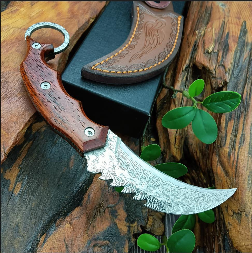 dinosaur Damascus steel Hawk Claw Blade Tactical Outdoor Handle Blade Pocket BLADE Neck Knife claw saber tactical survival edc self-defense Claw knife
