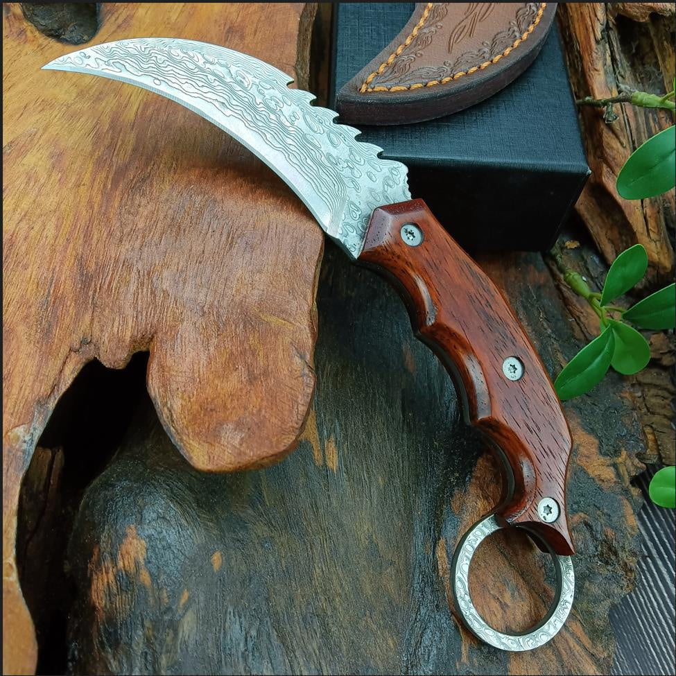 dinosaur Damascus steel Hawk Claw Blade Tactical Outdoor Handle Blade Pocket BLADE Neck Knife claw saber tactical survival edc self-defense Claw knife