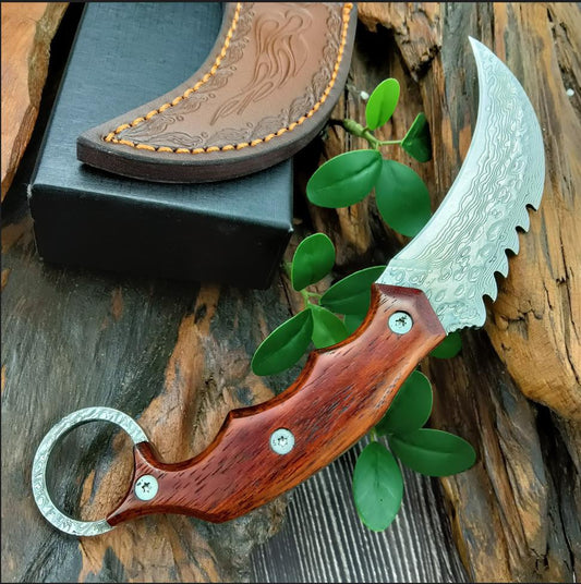 dinosaur Damascus steel Hawk Claw Blade Tactical Outdoor Handle  Blade Pocket  BLADE Neck Knife claw saber tactical survival edc  self-defense Claw knife
