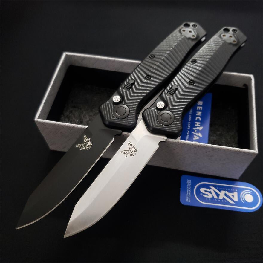 2023 New Benchmade Mediator AUTO 8551 8551BK Folding Knife 3.3\ S90V Black Cerakote Plain Blade Milled Black G10 Handles Pocket Tactical Knives Outdoor Camping Hunting EDC Multi-tools Faca