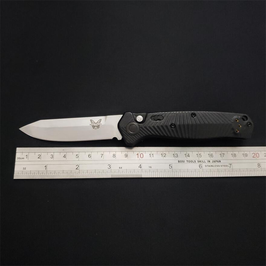 2023 New Benchmade Mediator AUTO 8551 8551BK Folding Knife 3.3\ S90V Black Cerakote Plain Blade Milled Black G10 Handles Pocket Tactical Knives Outdoor Camping Hunting EDC Multi-tools Faca