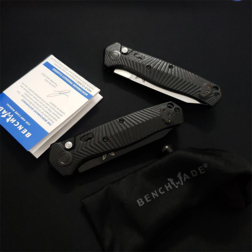 2023 New Benchmade Mediator AUTO 8551 8551BK Folding Knife 3.3\ S90V Black Cerakote Plain Blade Milled Black G10 Handles Pocket Tactical Knives Outdoor Camping Hunting EDC Multi-tools Faca