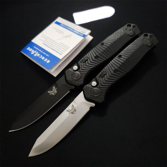 2023 New Benchmade Mediator AUTO 8551 8551BK Folding Knife 3.3\ S90V Black Cerakote Plain Blade Milled Black G10 Handles Pocket Tactical Knives Outdoor Camping Hunting EDC Multi-tools Faca
