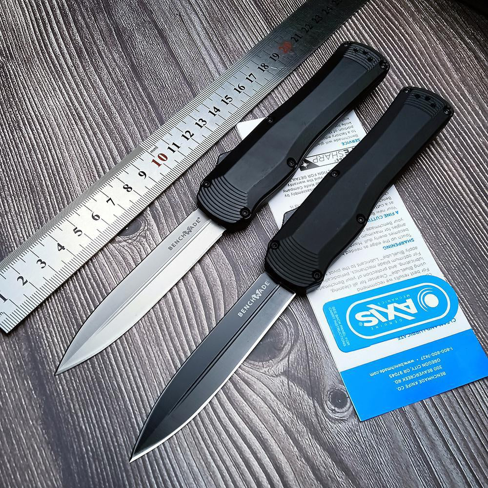 Benchmade Spring Assisted AUTO Knife S30V Double Edge Dagger Blade Camping Self Defense Hunting OTF Knife