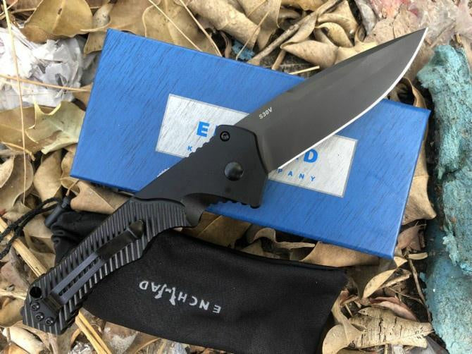 Tactical Knife Benchmade 9600BK Rukus II Push Button Automatic Knife , 3.4" CPM30V Plain Blade, Black Aluminum Handle Folding Knives