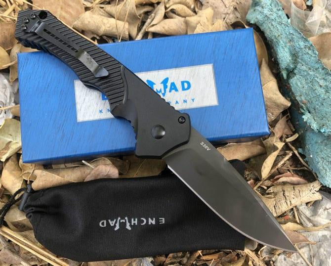 Tactical Knife Benchmade 9600BK Rukus II Push Button Automatic Knife , 3.4" CPM30V Plain Blade, Black Aluminum Handle Folding Knives