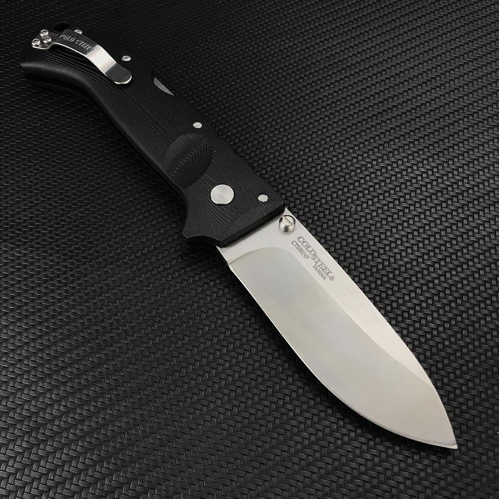 COLD STEEL 30ULH Ultimate Hunter Military Tactical Knife Folding Survival Jackknife 9Cr18M0V Blade Outdoor Pocket Knife Griv-Ex Nylon Fiber Handle Hunting Camping Tools