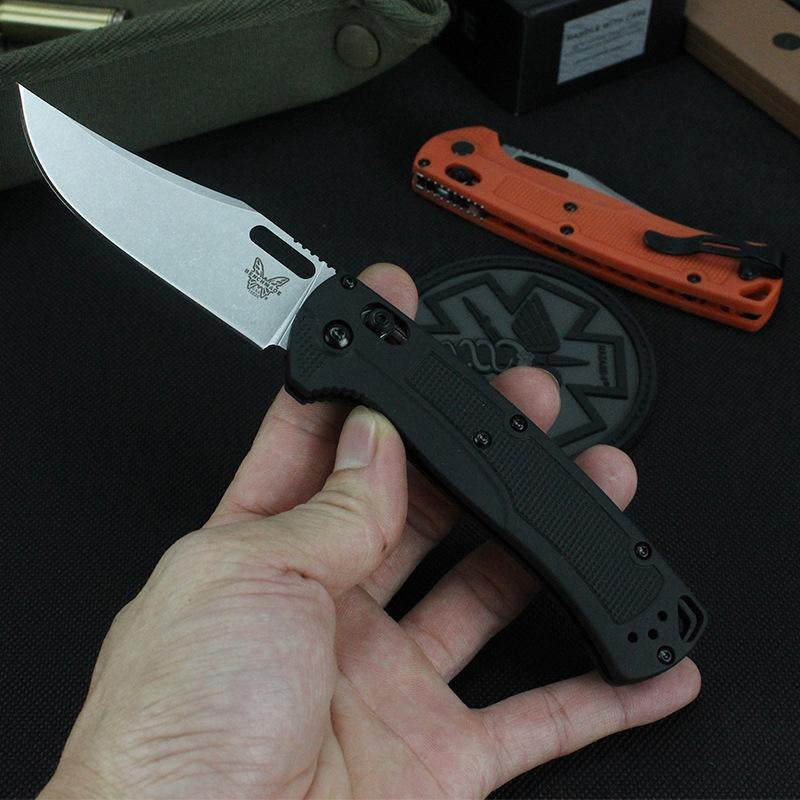 Newest Benchmade 15535 AXIS Lock Tactical Folding Knife CPM154 Steel Blade Nylon Handle Outdoor Everyday Carry Camping Survival Knives Pocket EDC Tool, Black/Orange