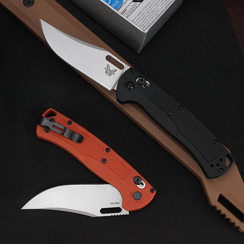 Newest Benchmade 15535 AXIS Lock Tactical Folding Knife CPM154 Steel Blade Nylon Handle Outdoor Everyday Carry Camping Survival Knives Pocket EDC Tool, Black/Orange