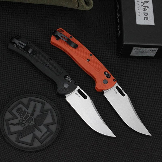 Newest Benchmade 15535 AXIS Lock Tactical Folding Knife CPM154 Steel Blade Nylon Handle Outdoor Everyday Carry Camping Survival Knives Pocket EDC Tool, Black/Orange