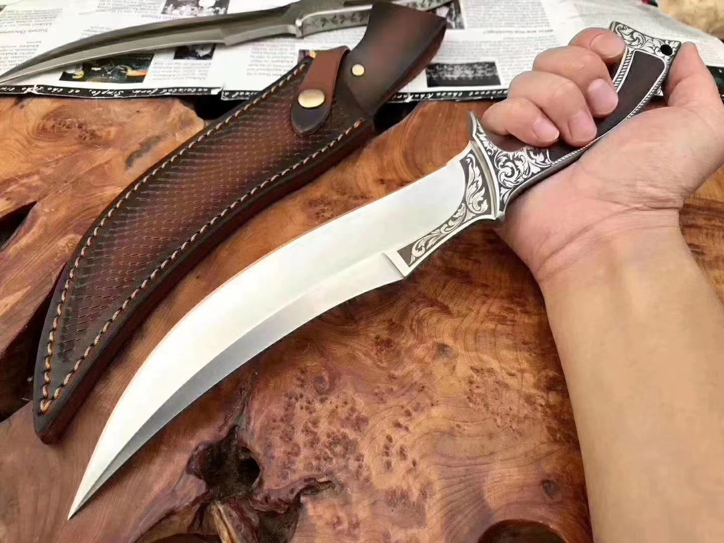 Saudi Arabia military knife fixed blade knives with High end leather case