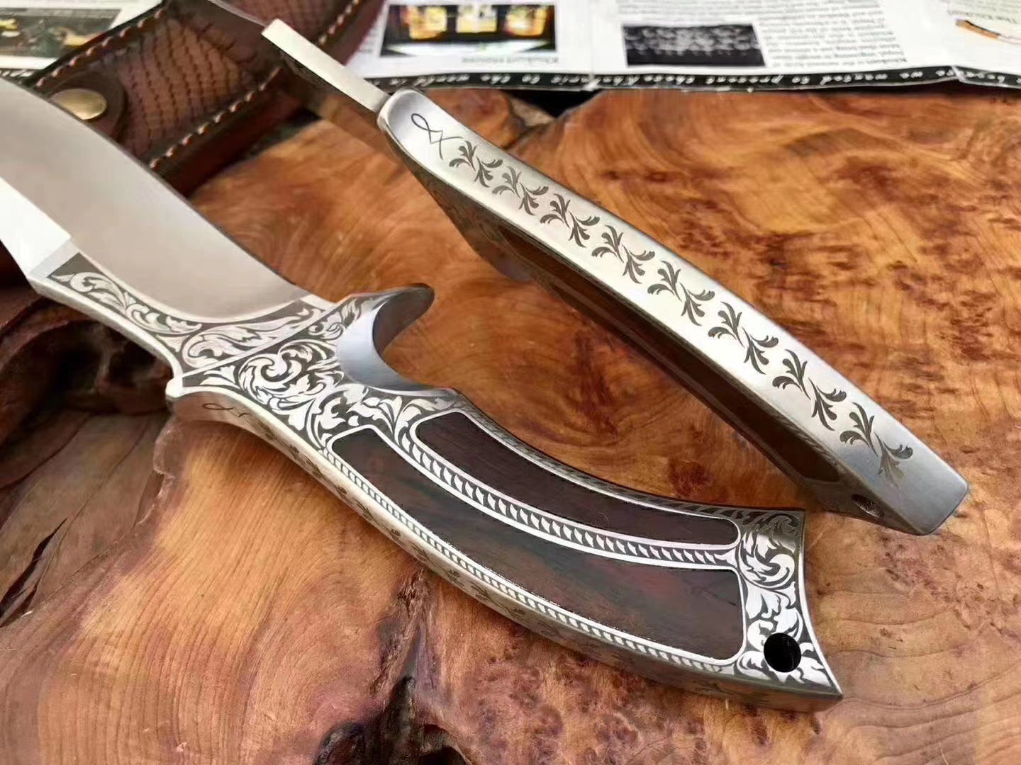 Saudi Arabia military knife fixed blade knives with High end leather case