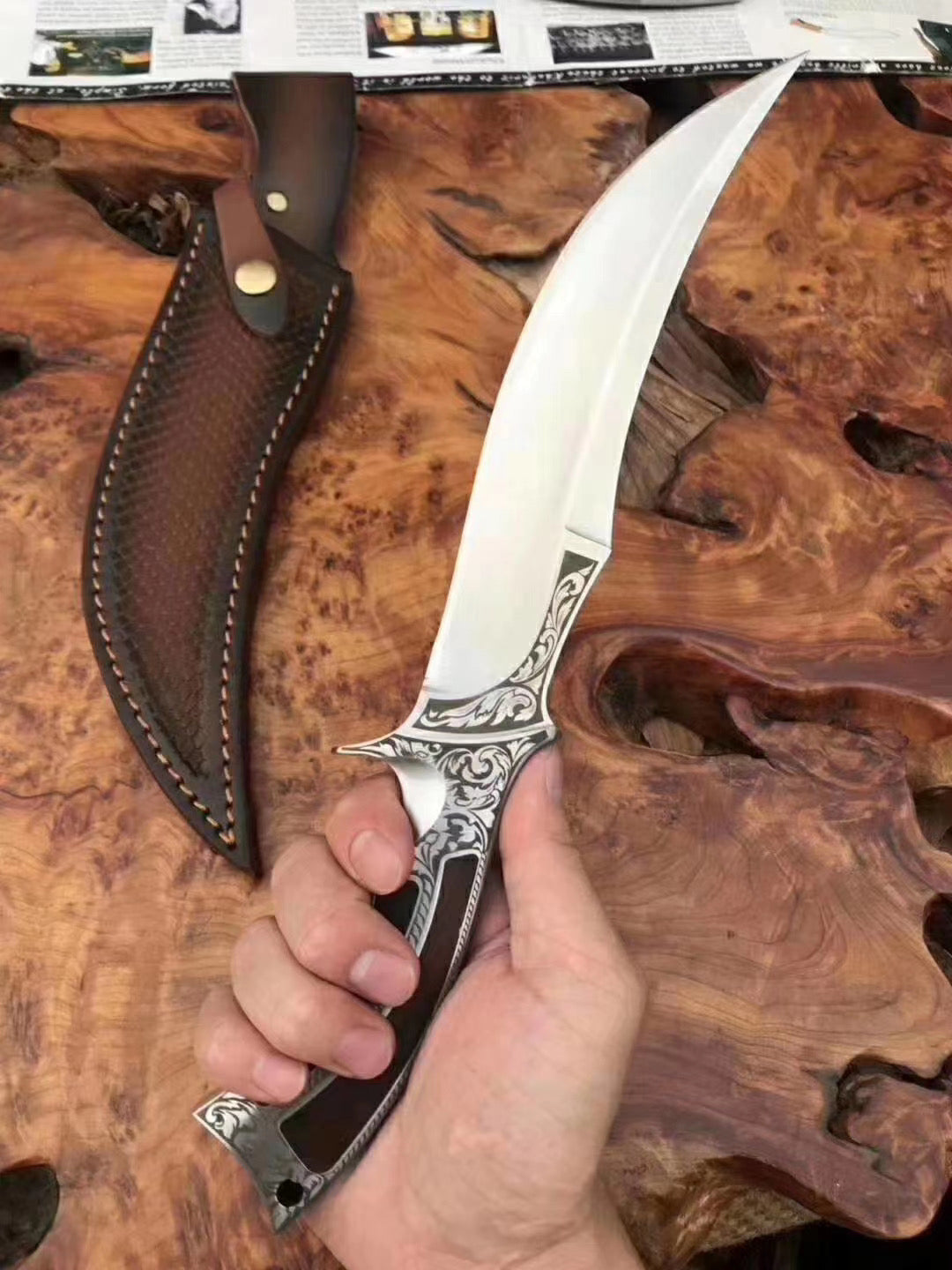 Saudi Arabia military knife fixed blade knives with High end leather case