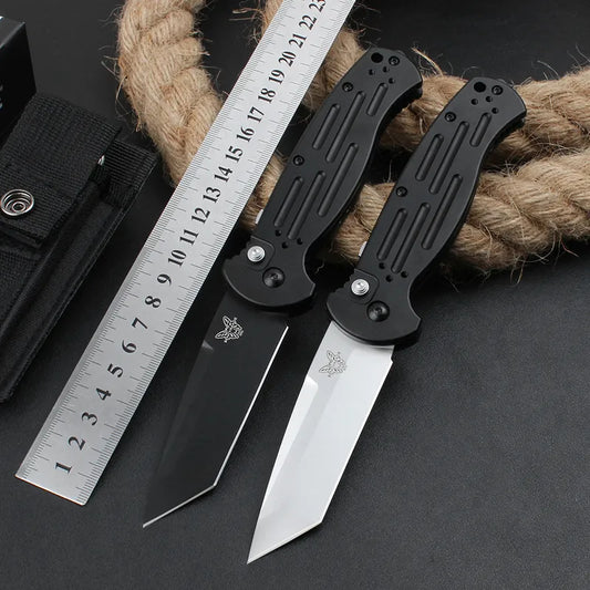 Benchmade 9052 AFO II Automatic Folding Knife 154CM Black/White Titanium Coating Tanto Blade 6061-T6 Aluminum Alloy Handle EDC Outdoor Pocket Hunting Spring Knives
