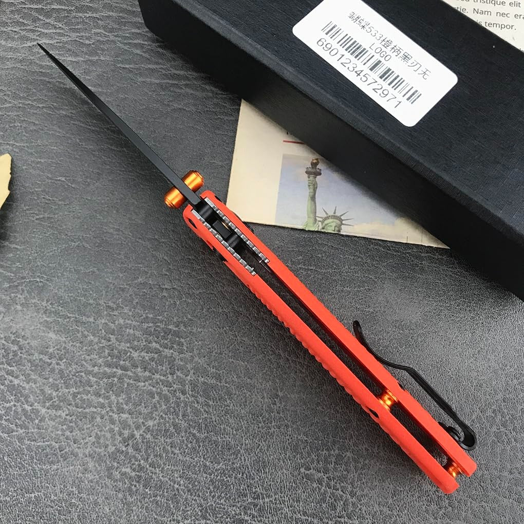 6.5in Folding Knife - Axis Lock Pocket Knife with 7Cr17Mov Steel Blade and Glass Reinforced Nylon Handle, Thumb Stud and Belt Clip, for EDC Camping Hiking