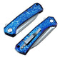 ZT0808 D2 Steel Flipper Folding Pocket Knife Anodized Blue Flame Pattern Titanium Alloy Handle