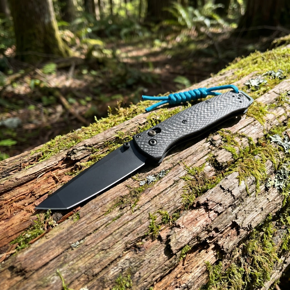 537 Bailout Ultra-Lightweight Carbon Fiber Tactical Folding Knife, D2 Premium Steel Japanese Tanto Pocket Knife with Axis Lock Mechanism, Outdoor EDC Survival Tool