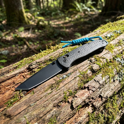537 Bailout Ultra-Lightweight Carbon Fiber Tactical Folding Knife, D2 Premium Steel Japanese Tanto Pocket Knife with Axis Lock Mechanism, Outdoor EDC Survival Tool