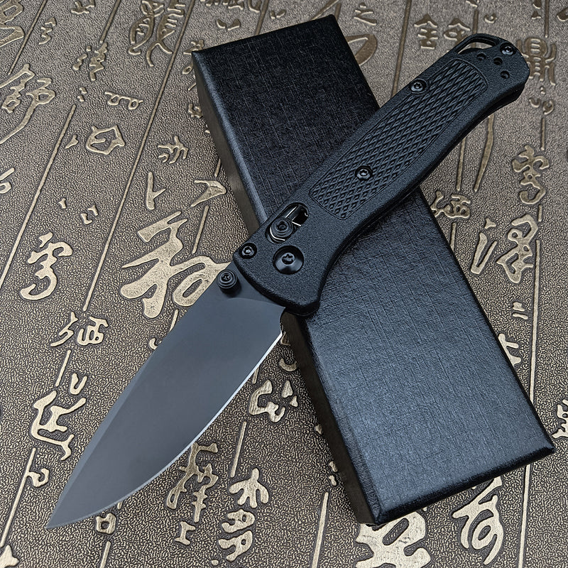 Thumb Open Mini EDC Folding Pocket Knife, with 2.7'' 8Cr13MoV Blade, Glass Reinforced Nylon Grivory Handle with Belt Clip for Camping (Black Blade)