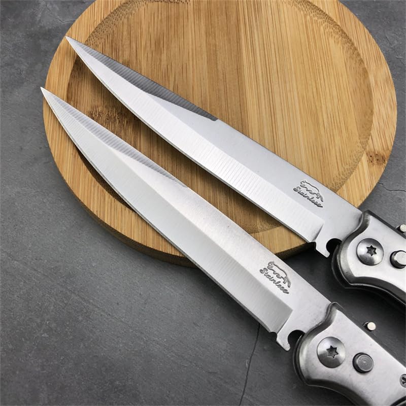 12" Large Black Pocket Knife，Portable Folding Knives，Gifts for Men Women，Stainless Steel Blade and Aluminum Alloy Handle，Multi Tool for Camping，Hiking