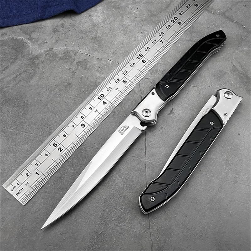 12" Large Black Pocket Knife，Portable Folding Knives，Gifts for Men Women，Stainless Steel Blade and Aluminum Alloy Handle，Multi Tool for Camping，Hiking