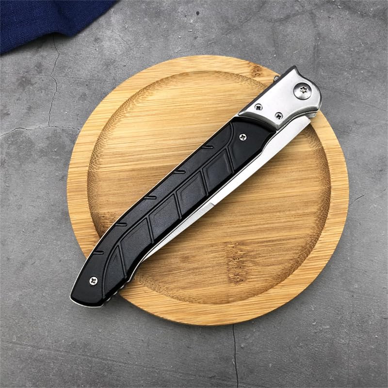 12" Large Black Pocket Knife，Portable Folding Knives，Gifts for Men Women，Stainless Steel Blade and Aluminum Alloy Handle，Multi Tool for Camping，Hiking