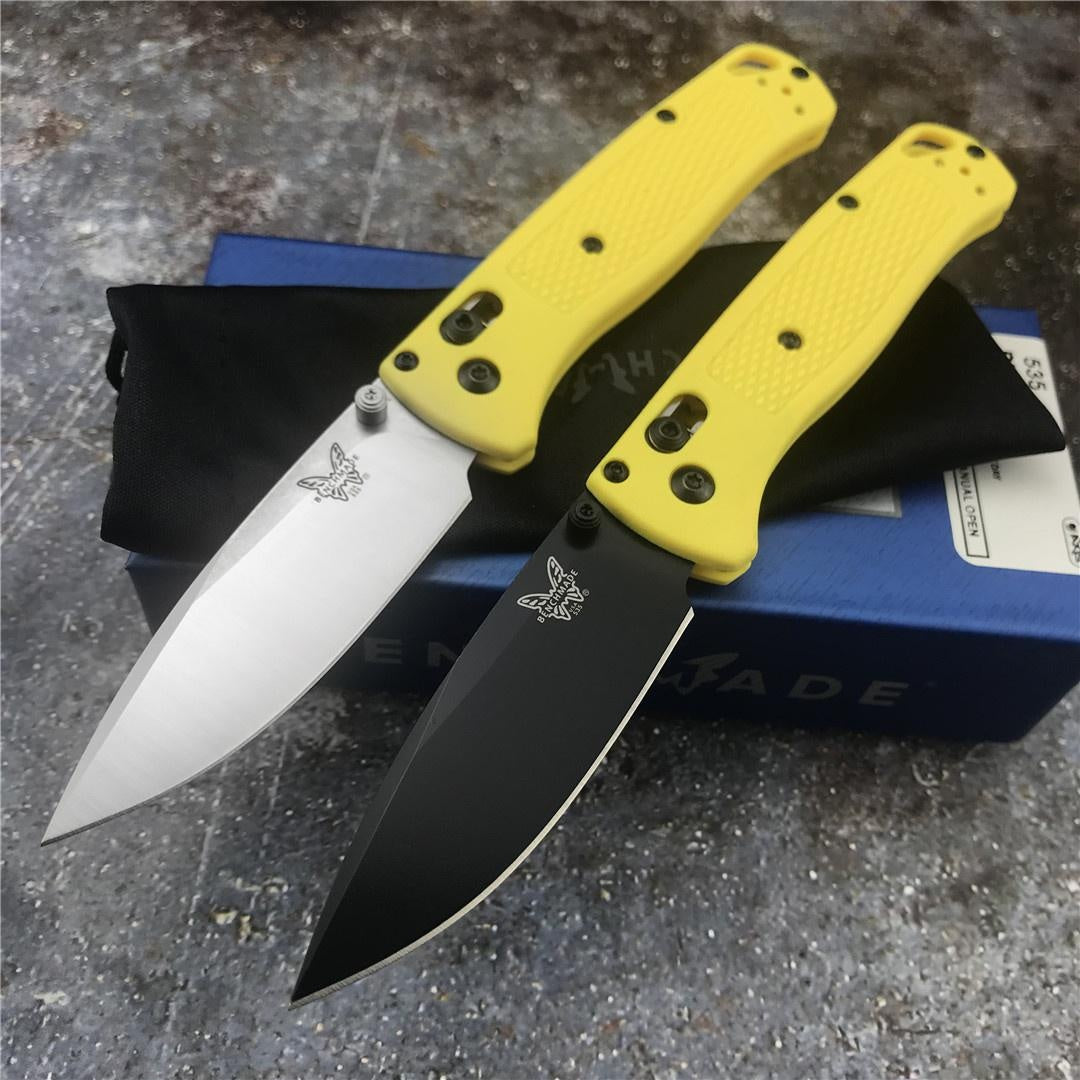 Red/yellow Handle Benchmade 535 Drop-Point Blade Camping Pocket Folding Knives Multifunctional Blade Non Slip Outdoor Knife