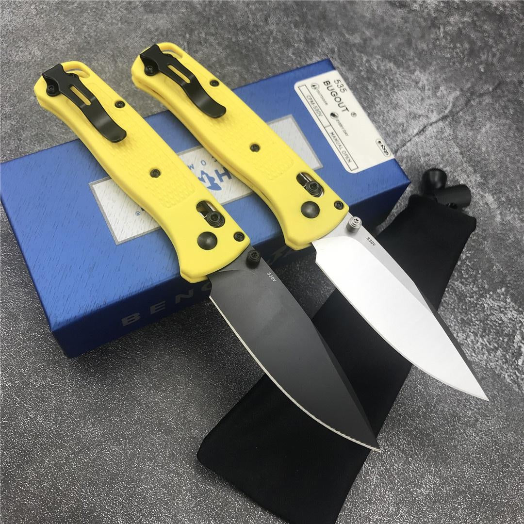 Red/yellow Handle Benchmade 535 Drop-Point Blade Camping Pocket Folding Knives Multifunctional Blade Non Slip Outdoor Knife
