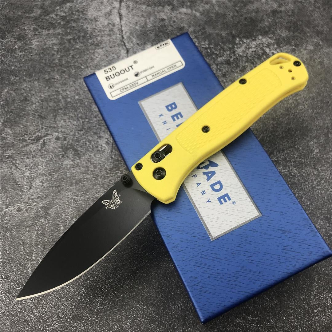 Red/yellow Handle Benchmade 535 Drop-Point Blade Camping Pocket Folding Knives Multifunctional Blade Non Slip Outdoor Knife